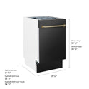 ZLINE Autograph Edition 18 in. Tallac Series 3rd Rack Dishwasher with Auto Door Open Drying, 51dBa, Black Stainless Steel Panel with Champagne Bronze Handle (DWVZ-BS-18-CB)