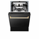 ZLINE Autograph Edition 18 in. Tallac Series 3rd Rack Dishwasher with Auto Door Open Drying, 51dBa, Stainless Steel Panel with Polished Gold Handle (DWVZ-304-18-G)