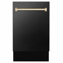 ZLINE Autograph Edition 18 in. Tallac Series 3rd Rack Dishwasher with Auto Door Open Drying, 51dBa, Stainless Steel Panel with Polished Gold Handle (DWVZ-304-18-G)