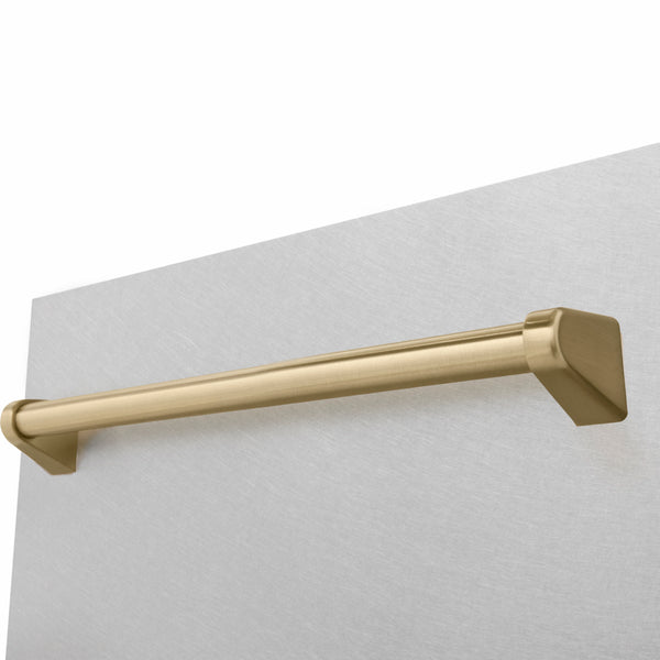 ZLINE Autograph Edition 18 in. Tallac Series 3rd Rack Dishwasher with Auto Door Open Drying, 51dBa, Satin Stainless Steel Panel with Champagne Bronze Handle (DWVZ-SN-18-CB)