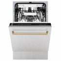 ZLINE Autograph Edition 18 in. Tallac Series 3rd Rack Dishwasher with Auto Door Open Drying, 51dBa, Satin Stainless Steel Panel with Champagne Bronze Handle (DWVZ-SN-18-CB)