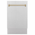 ZLINE Autograph Edition 18 in. Tallac Series 3rd Rack Dishwasher with Auto Door Open Drying, 51dBa, Satin Stainless Steel Panel with Champagne Bronze Handle (DWVZ-SN-18-CB)