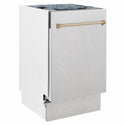 ZLINE Autograph Edition 18 in. Tallac Series 3rd Rack Dishwasher with Auto Door Open Drying, 51dBa, Satin Stainless Steel Panel with Champagne Bronze Handle (DWVZ-SN-18-CB)