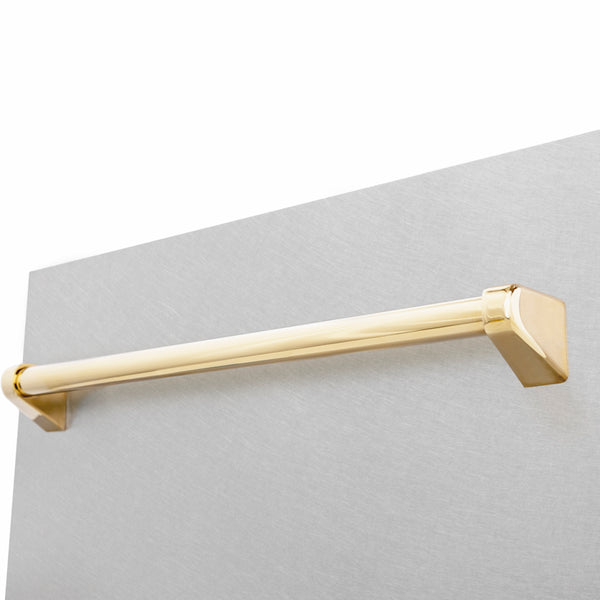 ZLINE Autograph Edition 18 in. Tallac Series 3rd Rack Dishwasher with Auto Door Open Drying, 51dBa, Satin Stainless Steel Panel with Polished Gold Handle (DWVZ-SN-18-G)