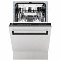 ZLINE Autograph Edition 18 in. Tallac Series 3rd Rack Dishwasher with Auto Door Open Drying, 51dBa, Satin Stainless Steel Panel with Matte Black Handle (DWVZ-SN-18-MB)