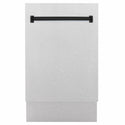 ZLINE Autograph Edition 18 in. Tallac Series 3rd Rack Dishwasher with Auto Door Open Drying, 51dBa, Satin Stainless Steel Panel with Matte Black Handle (DWVZ-SN-18-MB)