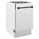 ZLINE Autograph Edition 18 in. Tallac Series 3rd Rack Dishwasher with Auto Door Open Drying, 51dBa, Satin Stainless Steel Panel with Matte Black Handle (DWVZ-SN-18-MB)