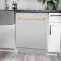 ZLINE Autograph Edition 24 in. Tallac Series 3rd Rack Dishwasher with Auto Door Open Drying, 51dBa, White Matte Panel with Polished Gold Handle (DWVZ-WM-24-G)