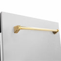 ZLINE Autograph Edition 24 in. Tallac Series 3rd Rack Dishwasher with Auto Door Open Drying, 51dBa, White Matte Panel with Polished Gold Handle (DWVZ-WM-24-G)