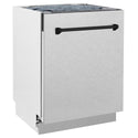ZLINE Autograph Edition 24 in. Tallac Series 3rd Rack Dishwasher with Auto Door Open Drying, 51dBa, Satin Stainless Steel Panel with Matte Black Handle (DWVZ-SN-24-MB)