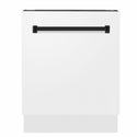 ZLINE Autograph Edition 24 in. Tallac Series 3rd Rack Dishwasher with Auto Door Open Drying, 51dBa, White Matte Panel with Matte Black Handle (DWVZ-WM-24-MB)
