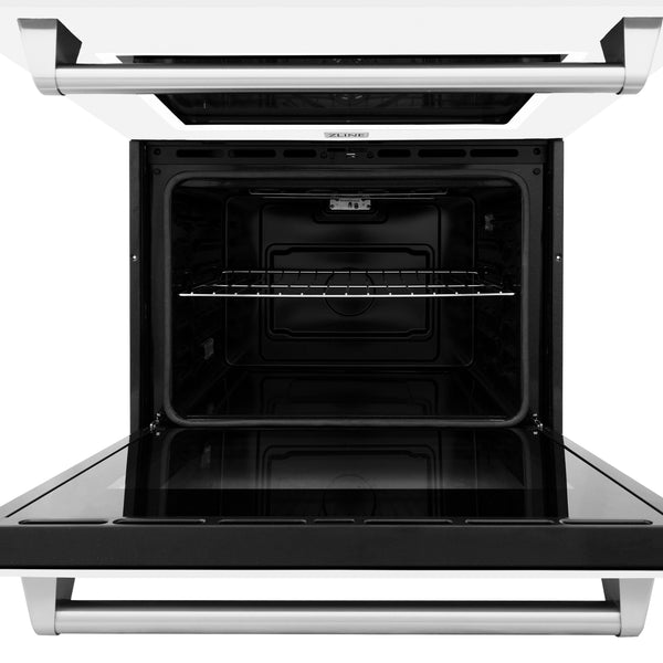 ZLINE 30 in. Professional True Convection Double Wall Oven with Air Fry and Self Clean in Stainless Steel with White Matte Doors (WAD-WM-30)