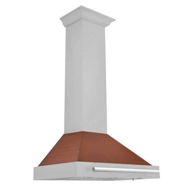 ZLINE 30 in. Convertible Fingerprint Resistant DuraSnow® Stainless Steel Range Hood with Copper Shell and Stainless Steel Handle (KB4SNX-C-30)