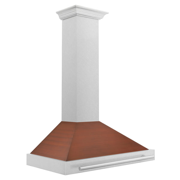 ZLINE 36 in. Convertible Fingerprint Resistant DuraSnow® Stainless Steel Range Hood with Copper Shell and Stainless Steel Handle (KB4SNX-C-36)