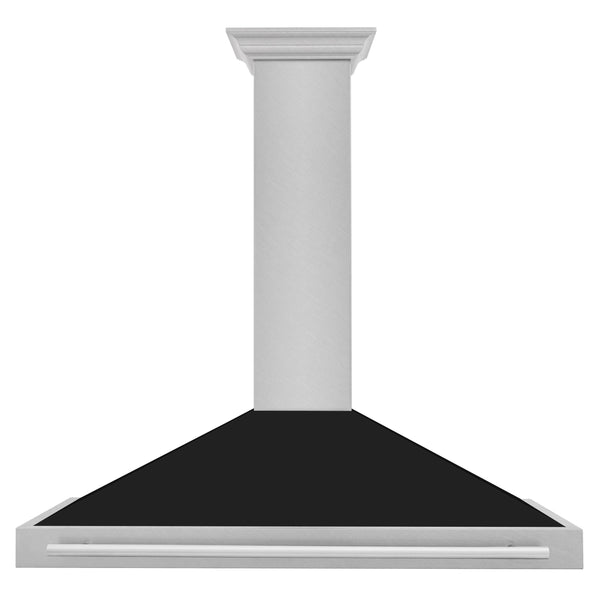 ZLINE 48 in. Convertible Fingerprint Resistant Satin Stainless Steel Range Hood with Black Matte Shell and Stainless Steel Handle (KB4SNX-BLM-48)