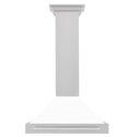ZLINE 30 in. Convertible Satin Stainless Steel Wall Mount Range Hood with White Matte Shell and Stainless Steel Handle (KB4SNX-WM-30)