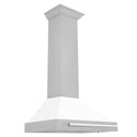 ZLINE 30 in. Convertible Satin Stainless Steel Wall Mount Range Hood with White Matte Shell and Stainless Steel Handle (KB4SNX-WM-30)