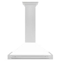ZLINE 36 in. Convertible Satin Stainless Steel Wall Mount Range Hood with White Matte Shell and Stainless Steel Handle (KB4SNX-WM-36)