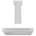 ZLINE 36 in. Convertible Satin Stainless Steel Wall Mount Range Hood with White Matte Shell and Stainless Steel Handle (KB4SNX-WM-36)