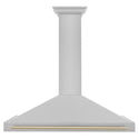 ZLINE Autograph Edition 48 in. Convertible Satin Stainless Steel Wall Mount Range Hood with Polished Gold Handle (KB4SNZ-48-G)