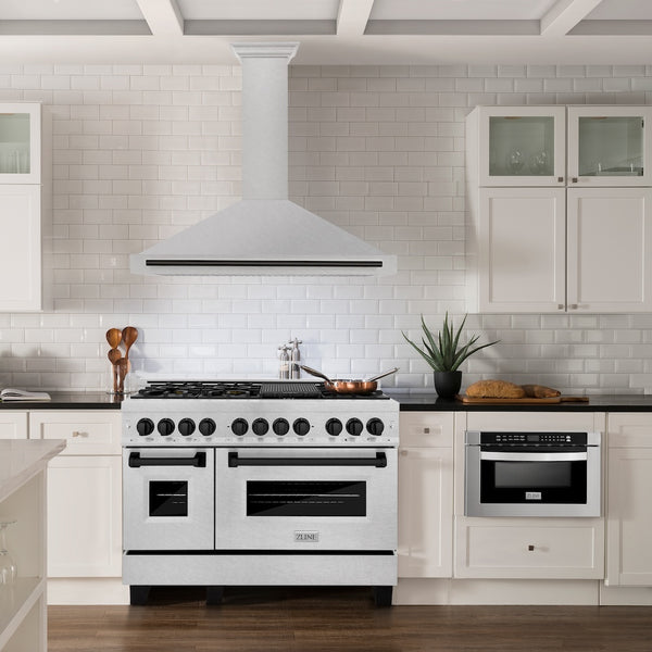 ZLINE Autograph Edition 48 in. Convertible Satin Stainless Steel Wall Mount Range Hood with Matte Black Handle (KB4SNZ-48-MB)