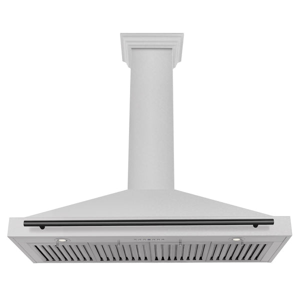 ZLINE Autograph Edition 48 in. Convertible Satin Stainless Steel Wall Mount Range Hood with Matte Black Handle (KB4SNZ-48-MB)