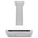 ZLINE 30 in. Autograph Edition Convertible Fingerprint Resistant Satin Stainless Steel Range Hood with White Matte Shell and Matte Black Handle (KB4SNZ-WM30-MB)