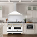 ZLINE 48 in. Autograph Edition Convertible Fingerprint Resistant Satin Stainless Steel Range Hood with White Matte Shell and Polished Gold Handle (KB4SNZ-WM48-G)