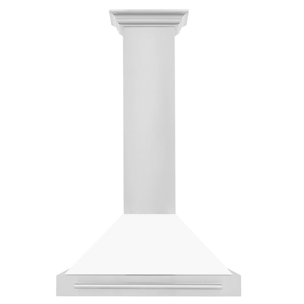 ZLINE 30 in. Convertible Stainless Steel Range Hood with White Matte Shell and Stainless Steel Handle (KB4STX-WM-30)