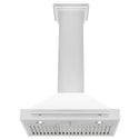 ZLINE 30 in. Convertible Stainless Steel Range Hood with White Matte Shell and Stainless Steel Handle (KB4STX-WM-30)