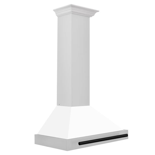 ZLINE 30 in. Autograph Edition Convertible Stainless Steel Range Hood with White Matte Shell and Matte Black Accents (KB4STZ-WM30-MB)