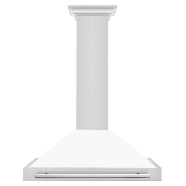 ZLINE 36 in. Convertible Stainless Steel Range Hood with White Matte Shell and Stainless Steel Handle (KB4STX-WM-36)