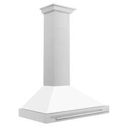 ZLINE 36 in. Convertible Stainless Steel Range Hood with White Matte Shell and Stainless Steel Handle (KB4STX-WM-36)