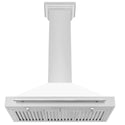 ZLINE 36 in. Convertible Stainless Steel Range Hood with White Matte Shell and Stainless Steel Handle (KB4STX-WM-36)