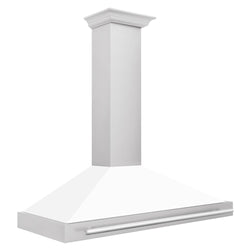 ZLINE 48 in. Convertible Stainless Steel Range Hood with White Matte Shell and Stainless Steel Handle (KB4STX-WM-48)