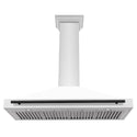 ZLINE 48 in. Autograph Edition Convertible Stainless Steel Range Hood with White Matte Shell and Matte Black Accents (KB4STZ-WM48-MB)