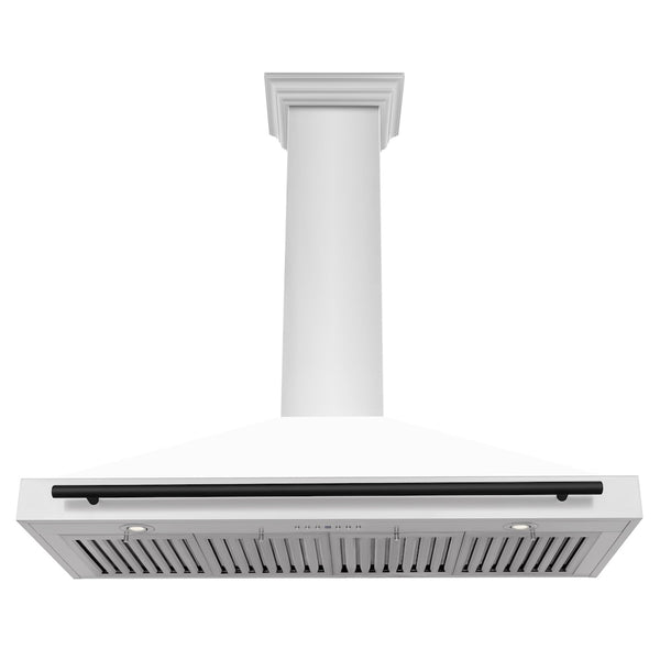 ZLINE 48 in. Autograph Edition Convertible Stainless Steel Range Hood with White Matte Shell and Matte Black Accents (KB4STZ-WM48-MB)