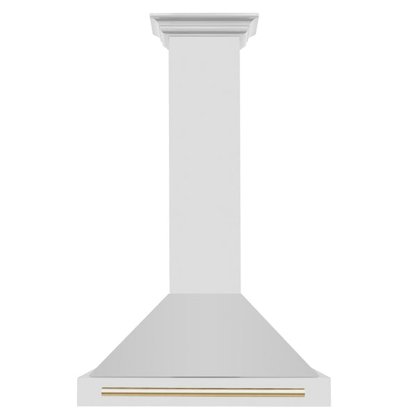 ZLINE 30 in. Autograph Edition Convertible Stainless Steel Range Hood with Stainless Steel Shell and Polished Gold Accents (KB4STZ-30-G)