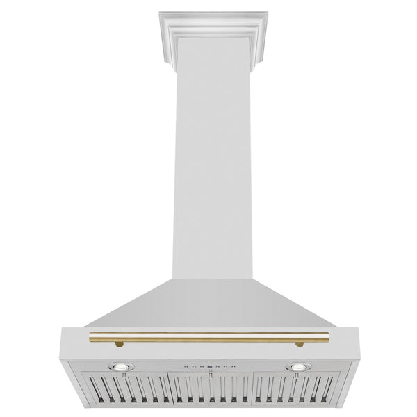 ZLINE 30 in. Autograph Edition Convertible Stainless Steel Range Hood with Stainless Steel Shell and Polished Gold Accents (KB4STZ-30-G)