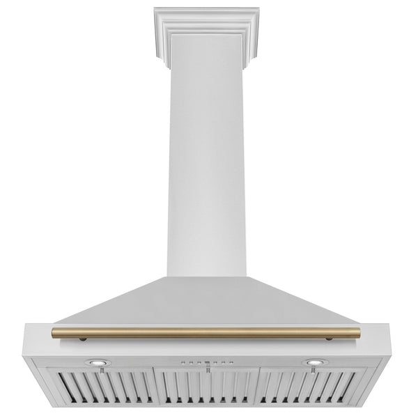 ZLINE 36 in. Autograph Edition Convertible Stainless Steel Range Hood with Stainless Steel Shell and Champagne Bronze Accents (KB4STZ-36-CB)