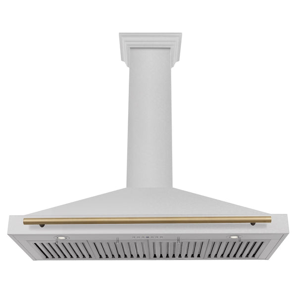 ZLINE Autograph Edition 48 in. Convertible Satin Stainless Steel Wall Mount Range Hood with Champagne Bronze Handle (KB4SNZ-48-CB)