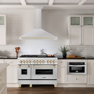 ZLINE 48 in. Autograph Edition Convertible Stainless Steel Range Hood with Stainless Steel Shell and Polished Gold Accents (KB4STZ-48-G)