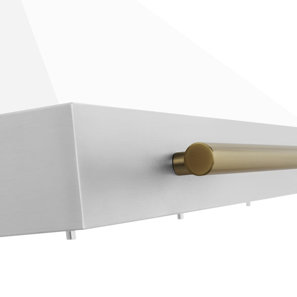 ZLINE 30 in. Autograph Edition Convertible Stainless Steel Range Hood with White Matte Shell and Champagne Bronze Accents (KB4STZ-WM30-CB)