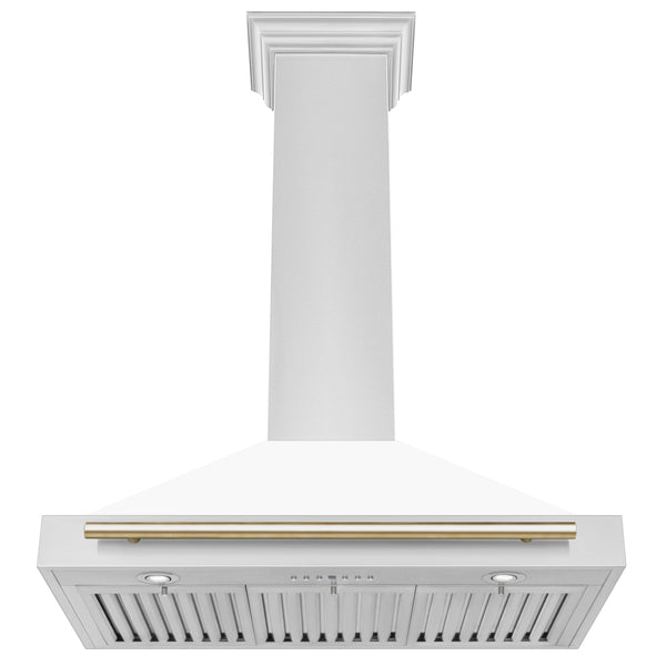 ZLINE 36 in. Autograph Edition Convertible Stainless Steel Range Hood with White Matte Shell (KB4STZ-WM36)