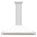 ZLINE 48 in. Autograph Edition Convertible Stainless Steel Range Hood with White Matte Shell and Champagne Bronze Accents (KB4STZ-WM48-CB)