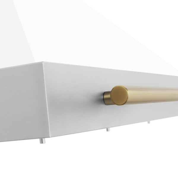 ZLINE 48 in. Autograph Edition Convertible Stainless Steel Range Hood with White Matte Shell and Polished Gold Accents (KB4STZ-WM48-G)