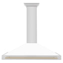 ZLINE 48 in. Autograph Edition Convertible Stainless Steel Range Hood with White Matte Shell and Polished Gold Accents (KB4STZ-WM48-G)