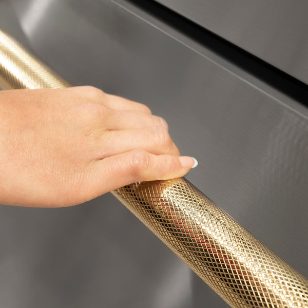 ZLINE Autograph Edition Touchstone Refrigerator Drawer Helix Handles (Set of 2) in Polished Gold (RDHOZ-24-K-G)