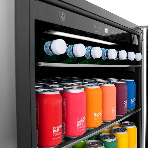 ZLINE 24 in. Monument 154 Can Beverage Fridge in Stainless Steel, Open Box-Great Condition