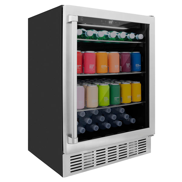 ZLINE 24 in. Monument 154 Can Beverage Fridge in Stainless Steel, Open Box-Great Condition